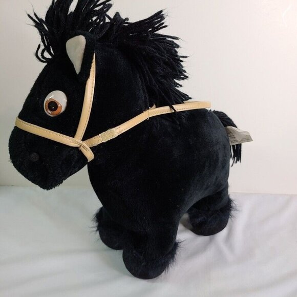 Vintage 80s Cabbage Patch Pony Horse Plush Toy Black White 16" Tall - Picture 1 of 6